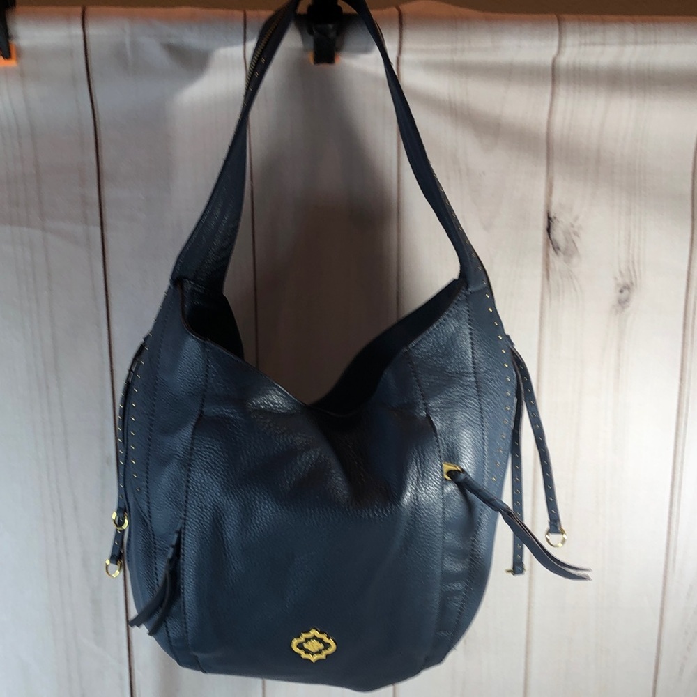 OrYANY Chic Soft Blue Pebble Leather Hobo Bag Gold Hardware and Studs NWOT - Picture 7 of 16